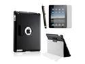 Slim Fit Dual Layer Black Leather Smart Function Leather Case for iPad 3/iPad2 w/ Screen Protector and Stylus Pen