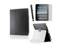 Slim fit black leather case with multi-position support for The New iPad 3 iPad 2 + Screen Protector and Stylus Pen