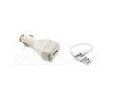 eForCity USB Cable Sync + Charger Cord+WHITE CAR CHARGER for Apple ipod Shuffle 2ND GEN