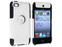 eForCity Hybrid Case compatible with Apple® iPod touch 4/4th/4 th/4th Generation/Gen 4/4Gen, Black Skin/ White Meshed Hard