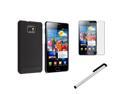 eForCity Black Rear Ultra-thin Snap-on Case + Reusable Screen Protector + Silver Universal Touch Screen Stylus Bundle Compatible With Samsung© Galaxy SII/S2 GT-i9100