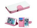 White Pattern/Pink Liner Leather wallet (with card slot)(841) For APPLE iPhone 5s, iPhone 5