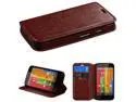 Motorola Moto G(1st Gen) Case, Stand Folio Flip Leather [Card Slot] Wallet Flap Pouch Case Cover for Motorola Moto G(1st Gen), Brown