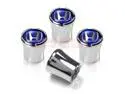 Honda Blue Logo Chrome Tire Stem Valve Caps