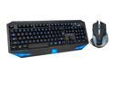 Blue LED Illuminated Ergonomic Backlit Gaming Keyboard + 2500 DPI Blue LED Optical USB Wired Gaming Mouse