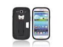 Samsung Galaxy S3 Silicone Over Hard Plastic Case Snap On Cover W/ Bottle Opener, ID Holder & Stand - Black