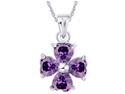 Mabella 2.0 cttw 4-Leaf Lucky Clover 5x5 mm Created Amethyst Pendant