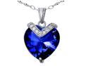 Mabella PWS006CBS 10.84 cttw Heart Shaped 15mm Created Blue Sapphire Pendant in Sterling Silver with 18" Chain