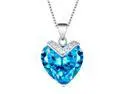 Mabella 10.84 CTW Heart Shaped Created Blue Topaz Pendant in Sterling Silver w/ 18" Necklace