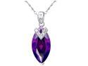 Mabella 7.96 CTW Marquise 20mm x 10mm Created Amethyst Sterling Silver Pendant Necklace