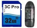 3C Pro 32GB SD 32GB SDHC Card Class 10 Extreme Speed for Camera & Camcorder +R1B Reader