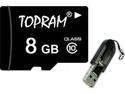 TOPRAM 8GB 8G microSD microSDHC micro SD Class 10 C10 Memory Card + R13 USB Reader