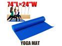 Soozier Extra Thick Non-Skid Deluxe Yoga Mat w/ Carrying Bag - 74" x 24" x 1/4" - Blue