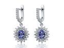 6.40 Ct Oval Purple Blue Mystic Topaz 925 Silver Dangling Earrings