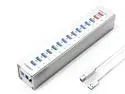 ORICO Aluminum 15 Ports USB3.0 Data HUB with 13 Data Transfer Ports, 2 USB Charging Ports with 12V5A Power Adapter,LED Indicator,Desktop Aluminum Hub for PCs and Laptops - Sliver