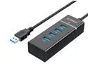ORICO 4-Port USB 3.0 HUB Super Speed 5Gbps With LED Indicators, 1 ft Data Cable for Desktop, iMac, Surface Pro, XPS, USB Flash Drives, Mobile HDD, and More - Black