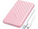 ORICO USB Type C 2.5 inch External Hard Drive Enclosure SATA 6Gbps HDD SSD Storage HDD Case Support Up to 6TB SSD UASP protocols and TRIM for PC Laptop Pink