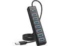 ORICO 7-Port USB 3.0 HUB, Ultra-Slim Data USB Hub with 3.3ft Extended Cable for Windows,XP, Vista ,Windows, Linux and Mac Desktop or Laptop -Black