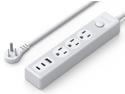ORICO Flat Plug Power Strip with 3 Widely Outlets 1 USB A Port 2 USB C Ports, 10 Ft Extension Cord, Multiple outlets for Indoor Home Office, Dorm Room Essentials