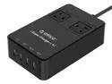 ORICO 2-Outlet Power Strip with Surge Protector, Built-in 5 Ft. Cord, 4 USB Intelligence Charging Ports (2 x 5V 2 .4A + 2 x 5V 1A) for iPhone, iPad, Samsung Galaxy S6 / S6 Edge, Nexus and More (TPC-2A4U-BK)