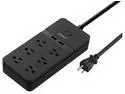 Power Strip 6-Outlet Surge Protector Provides a total power output of 1875W with 2 smart USB Charging Port for home/office/travel