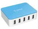 ORICO All-in-One Charger 5 Ports USB Charger 40W power output Family-Sized Desktop USB Charger for iPhone 7, iPad, Samsung Galaxy, Nexus, HTC, Motorola, LG -Blue (CSA-5U)