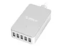 ORICO Pocket-Sized 5 Ports Desktop & Travel USB Charger 40W 5V/8A Smart Charger Intelligent Detective IC for iPhone 7/7Puls /6S/6S P/5SE/iPad/LG/Samsung/HTC - White (CSE-5U-US)