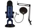 Blue Microphones Midnight Blue YETI Mic w Knox Boom Arm Stand, and Pop Filter