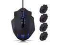 Patazon 11 Button 400/800/1600/3200/4000 DPI 5 Color LED Indicator Light 8 Weights Optical USB Wired Gaming Mouse for Pro Gamer with CD Driver for PC Laptop - Black