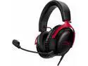 HyperX Cloud III – Wired Gaming Headset, PC, PS5, Xbox Series X|S, Angled 53mm Drivers, DTS Spatial Audio, Memory Foam, Durable Frame, Ultra-Clear 10mm Mic, USB-C, USB-A, 3.5mm – Black/Red