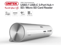 Unitek Aluminum USB C Hub with SD / TF Card Reader + 3 USB 3.0 Ports Extension Converter with USB-C and USB-A Cable, Compatible iMac, MacBook Pro (Thunderbolt 3), Surface Pro, ChromeBook, PC, Tablet