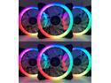 EPOWER 120mm Quiet RGB LED PWM Fan (6-Pack) with  8 Port Fan Hub and RF Remote