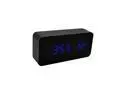 Rectangular Wooden Clock Alarm Blue LED Office desk Wood Digital with Temperature Voice and Touch Activated