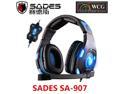 SADES SA-907 Circumaural PC Gaming Headset with Microphone Volume Control Black/Blue