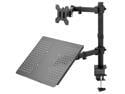VIVO Dual Mount for 1 Laptop up to 17" & 1 LCD Monitor 13" to 32", Desktop Mount / Stand, Black, Adjustable (STAND-V002C)