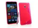 Kit Me Out USA TPU Gel Case + Pink Resistive / Capacitive Stylus Pen + Screen Protector with MicroFibre Cleaning Cloth for Nokia Lumia 1320 - Hot Pink S Line Wave Pattern
