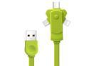 3in1 Rotation Adapter USB Charger Cable (Lightning/Micro USB/Type C USB3.1) for iPhone 7 6 5, Samsung, LG, XiaoMi, Huawei Android Phones and Tablets - Green