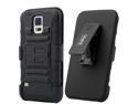 ULAK Galaxy S5 Case, Belt Clip Case Full Body Protective Shockproof Drop Proof Heavy Duty Rugged Soft Silicone Dual Layer Holster Case with Kickstand for Samsung Galaxy S5 i9600 SV(Black + Black)