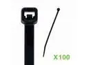 NavePoint 12 Inch Nylon UV Resistant Cable Wire Zip Tie 40 lbs - Black 100 Pack Lot Pcs Qty