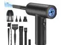 Compressed Air Duster, 90,000RPM Electric Air Duster & Vacuum Cleaner 2 in 1 Rechargeable 7800mAh Cordless, Keyboard and Computer Cleaner, Replaces Compressed Air Cans (Black)