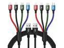 Multi Charging Cable 3A Multi Charger Cable Braided 4 in 1 Charging Cable Multi USB Cable Fast Charging Cord with IP/Type C/Micro USB Port for Cell Phones/Tablets/Samsung Galaxy/LG & More(2Pack 4Ft)