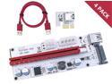 4-Pack Updated Ver008S Mining Dedicated Riser Card PCI-E Express Cable 1x to 16x Ethereum ETH Mining 60cm USB 3.0 Cable 4 Solid Capacitors LED Indicator and Fuse Included