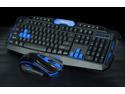 CORN  HK8100S 19 Non-conflicting Keys Mechanical Feeling  Ergonomic Design, Cool Exterior Waterproof 2.4GHz Wireless Keyboard And Mouse Combo For Office And Game - Black/Blue