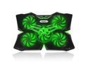 CORN 5 Fans Gaming Laptop Cooling Pad for 12"-17" Laptops with LED Lights, Dual USB 2.0 Ports, Adjustable Height at 1400 RPM, Green - Fan and Light can be Adjusted Independently