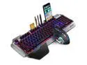 CORN Technology K680 Ergonomic Design,Cool Exterior Waterproof Wired 26 Anti-ghosting Keys Mechanical Feeling, Rainbow Backlit Keyboard And 2400DPI Mouse Combo For Office And Game - Black