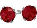 1.10Ct. Created 5mm Round Ruby 14 Karat White Gold Stud Earrings