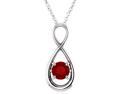 Sterling Silver 1.00 tcw. Created 6mm Ruby Infinity Pendant with 18" Chain