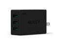 Aukey 24W / 4.8A USB Travel Wall Charger Adapter with AlPower Tech (Foldable Plug with 3 Ports) for Apple, Android and other USB Powered Mobile Devices - Black