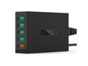 Aukey PA-T1 Quick Charge 2.0 54W 5 Ports USB Desktop Charging Station Wall Charger (AIPower 5V/7.2A+Quick Charge 12V/1.5A 9V/2A 5V/2A; Included an 20AWG 3.3FT Micro USB Cable) - Black