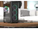 RAIJINTEK PONOS MS4, a Mid-Tower Case w/ Tempered Glass and Front Mesh, EEB M/B, comes with 4pcs 12025 ARGB fans, compatible with Max. 390mm VGA Card, Max. 5x2.5"HDD, USB3.0 and Magnetic Dust Filters